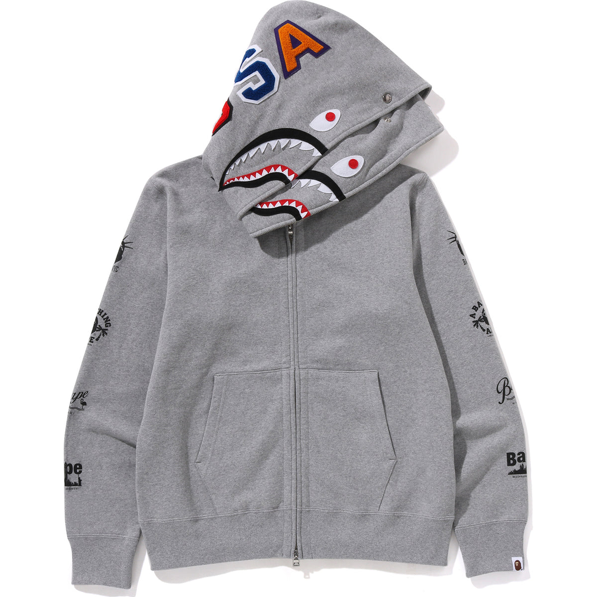 Bape Us Double Shark Full Zip Hoodie Mens