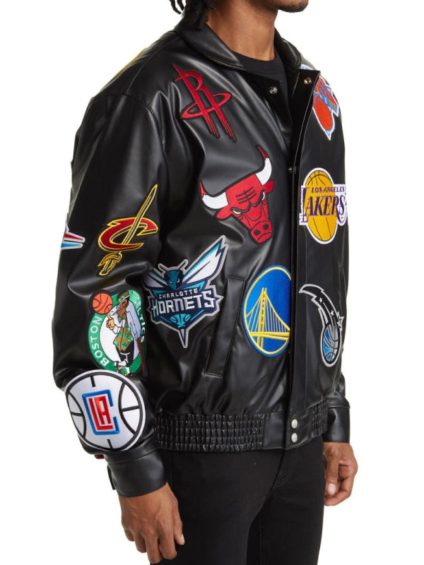 NBA Collage Faux Leather Jacket