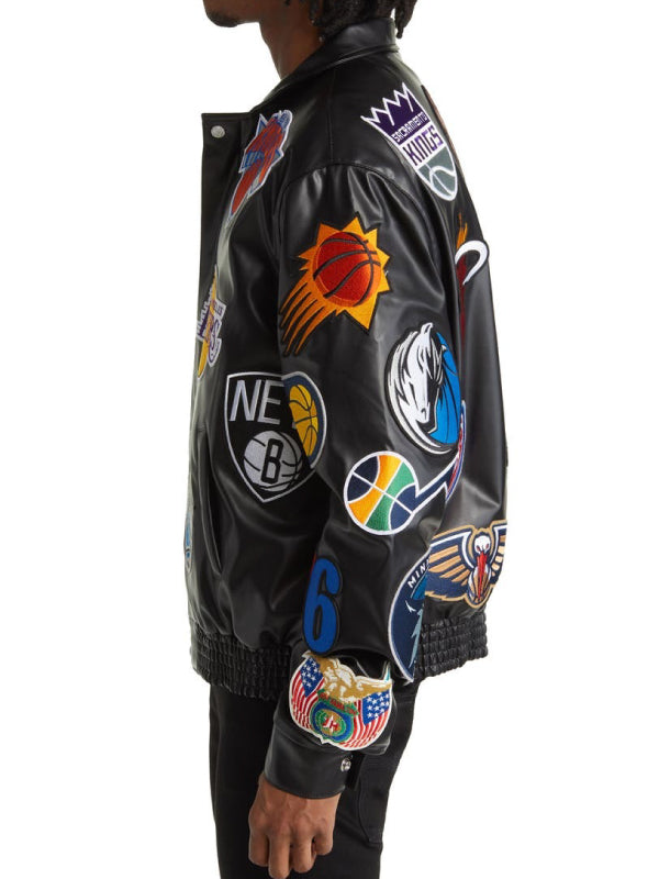NBA Collage Faux Leather Jacket