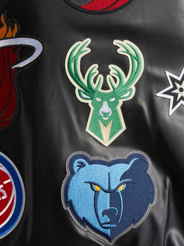 NBA Collage Faux Leather Jacket