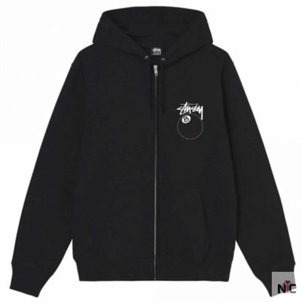 8 Ball Zip Black Hoodie NYC Jackets