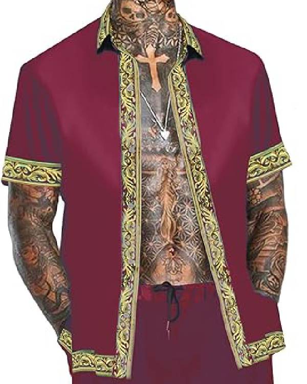 90 Day Fiance Pillow Talk Burgundy & Gold Trim Pajamas NYC Jackets
