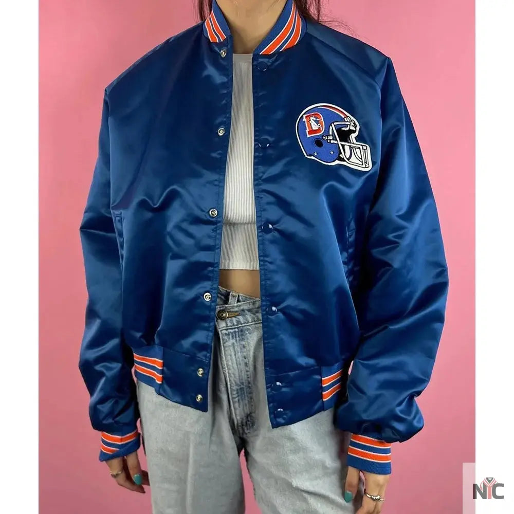 90’s Denver Broncos Blue Satin Jacket NYC Jackets