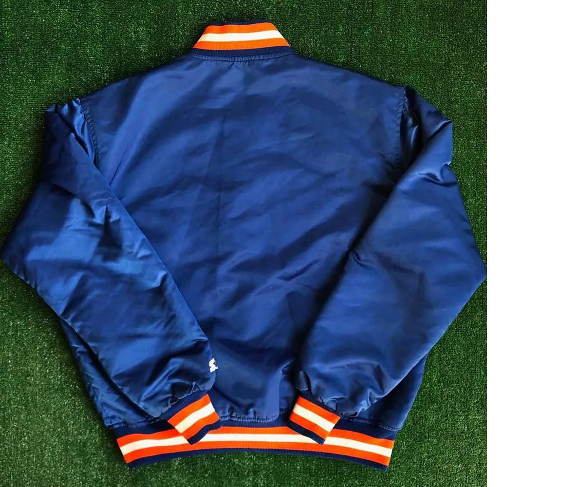 90s New York Knicks Bomber Blue Satin Jacket