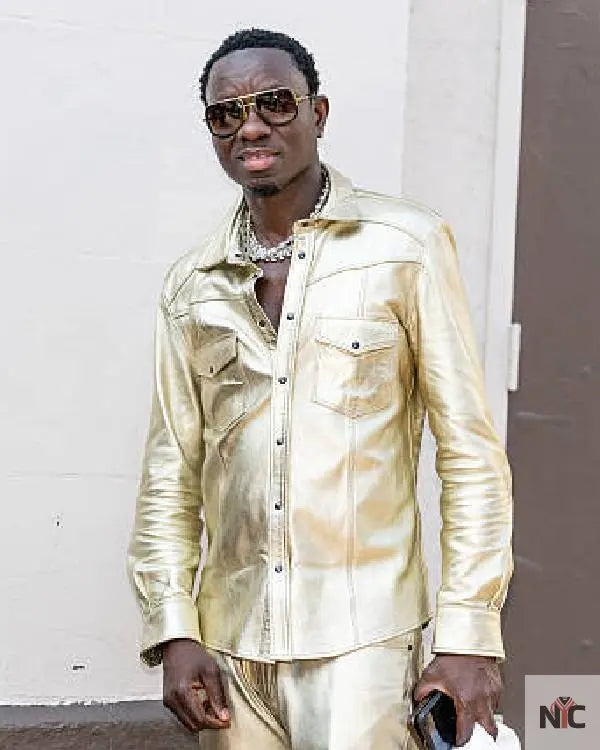 Actor Comedian Michael Blackson Metallic Shirt NYC Jackets