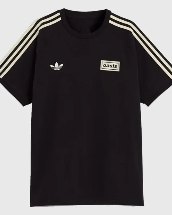 Adidas X Oasis Tour 3 Stripes Black T-Shirt NYC Jackets