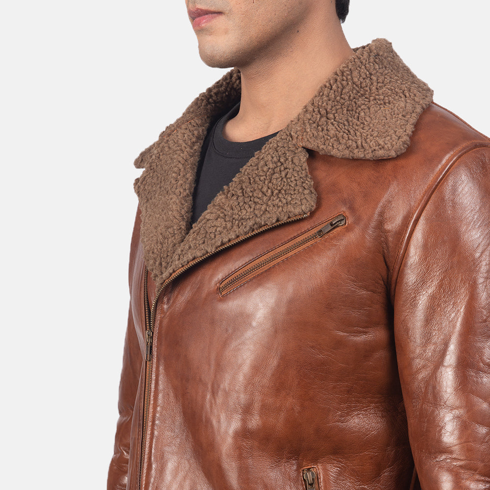 Furton Disressed Black Leather Biker Jacket