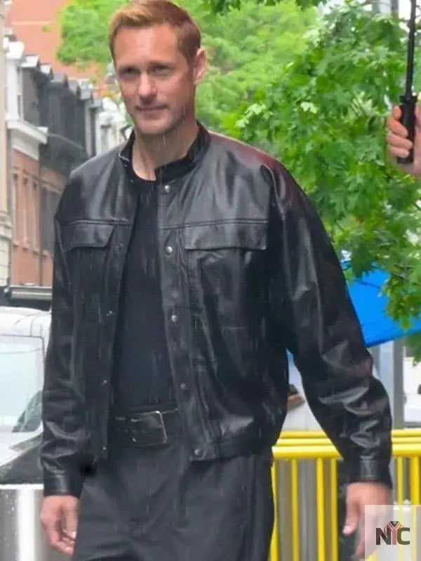 Alexander Skarsgård Murderbot Black Leather Jacket NYC Jackets