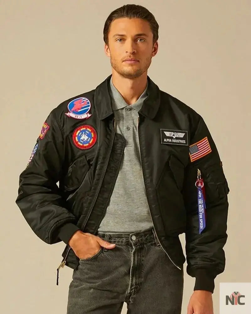 Alpha X Top Gun Bomber Black Jacket NYC Jackets