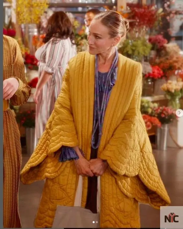 And Just Like That S02 Sarah Jessica Parker Yellow Scalloped Coat NYC Jackets
