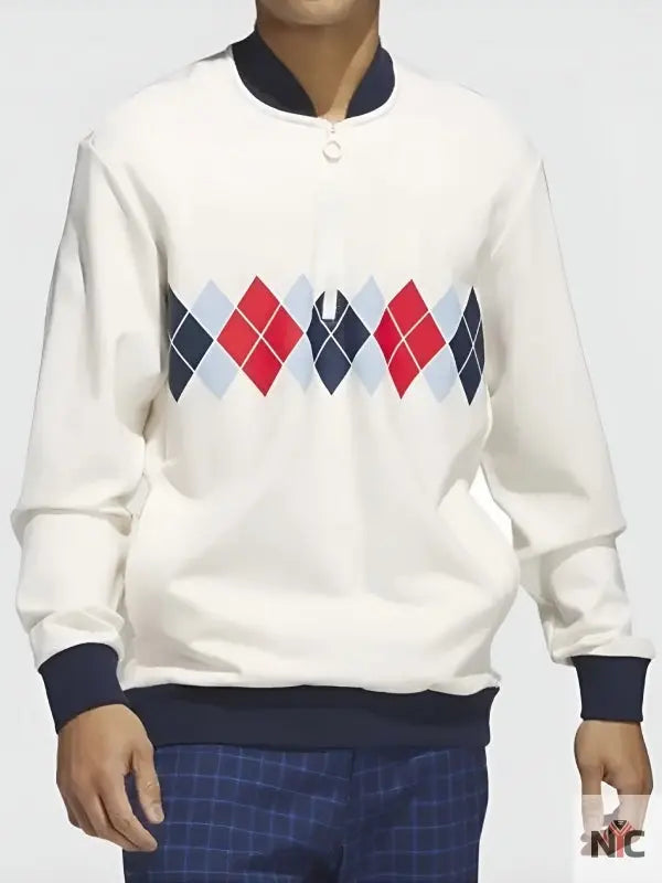 Argyle Printed 1/4-Zip Sweatshirt NYC Jackets