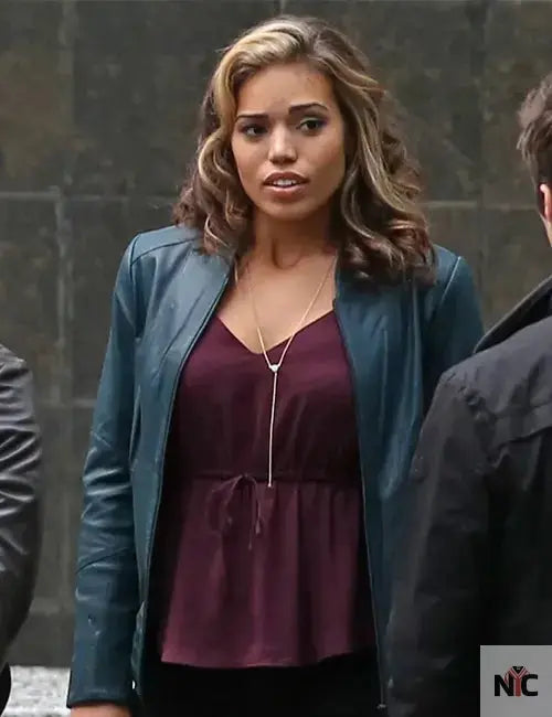 Arrow Season 4 Ciara Renée Blue Leather Jacket NYC Jackets