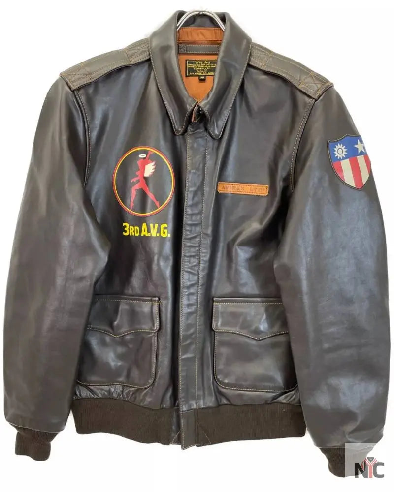 Avirex American Volunteer Group Horsehide A-2 Brown Jacket NYC Jackets