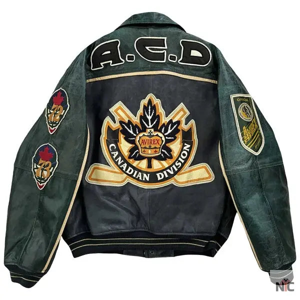 Avirex Canadian Hockey Leather Varsity Jacket NYC Jackets