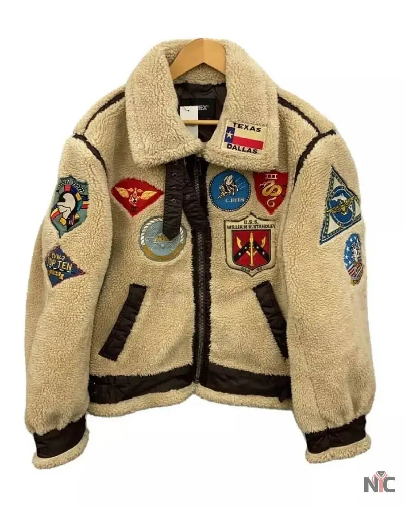 Avirex Retro B-3 Top Gun Beige Bomber Flight Jacket NYC Jackets