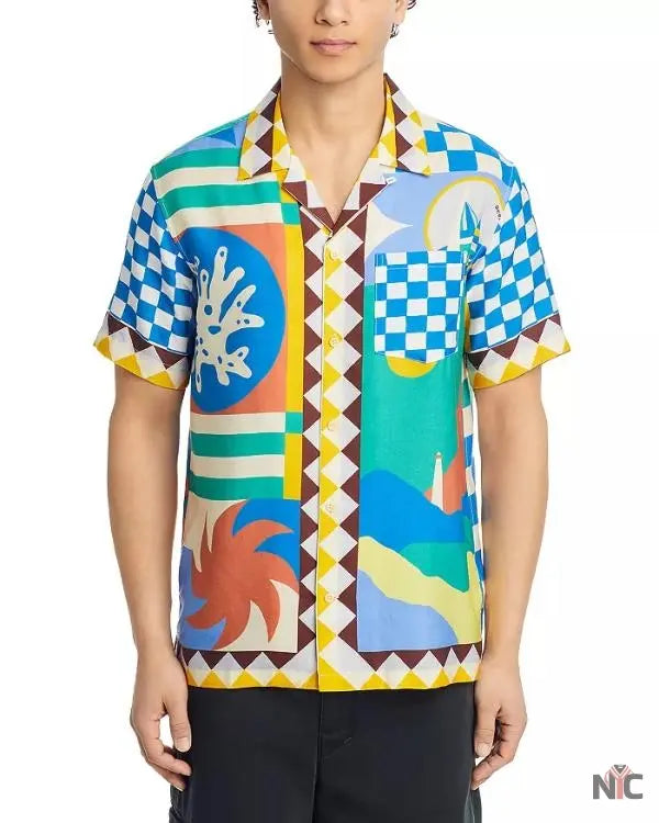 Bachelor In Paradise S10 Justin Glaze Printed Camp Shirt NYC Jackets