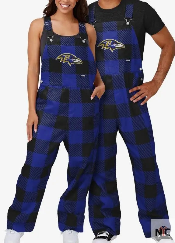Baltimore Ravens Plaid Bib Overalls NYC Jackets