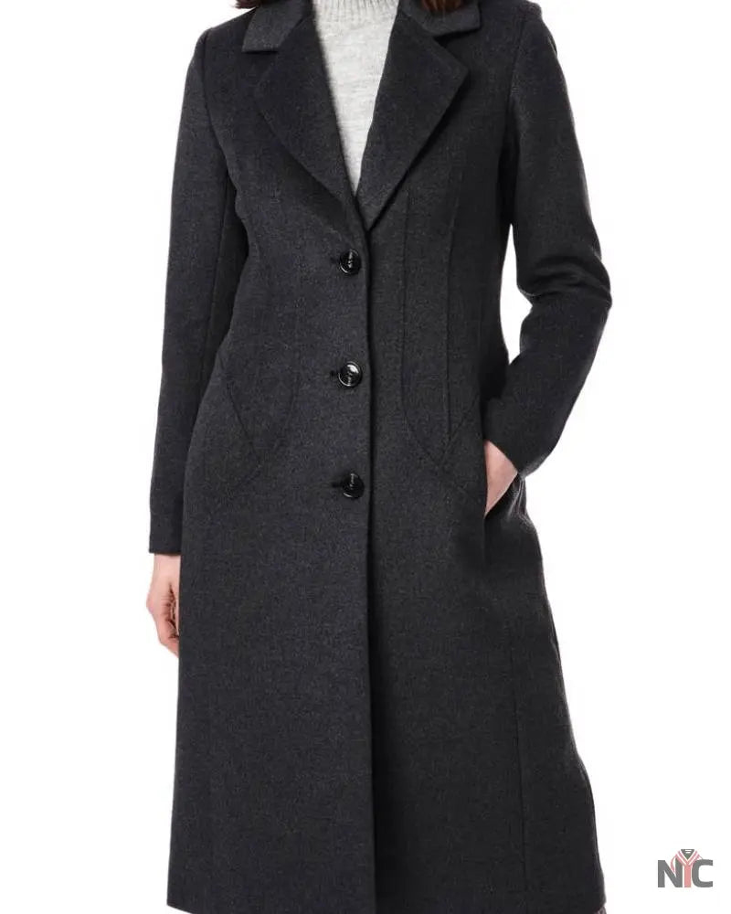 Bernardo Charcoal Tailored Wool Blend Coat NYC Jackets