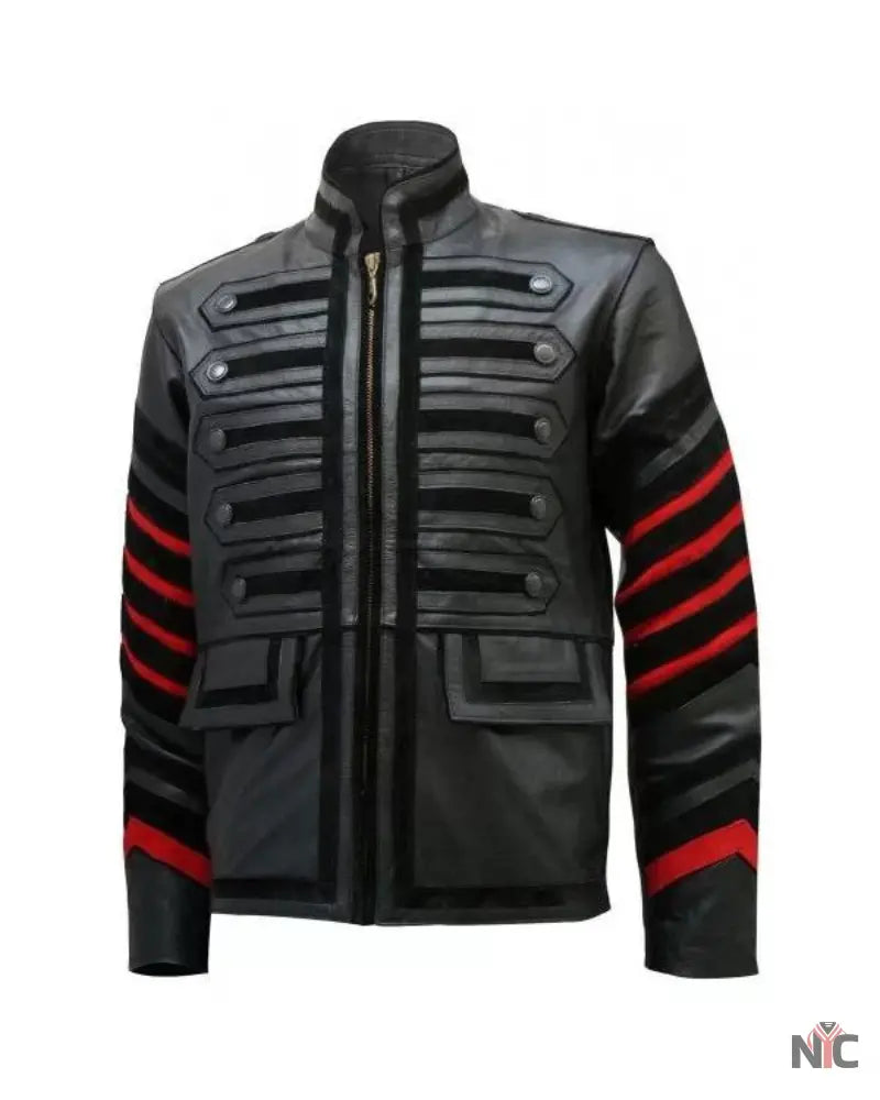 Black Leather Military Jacket for Men’s NYC Jackets