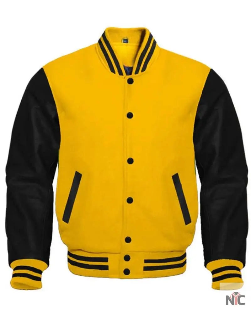 Black and Yellow Varsity Jacket NYC Jackets