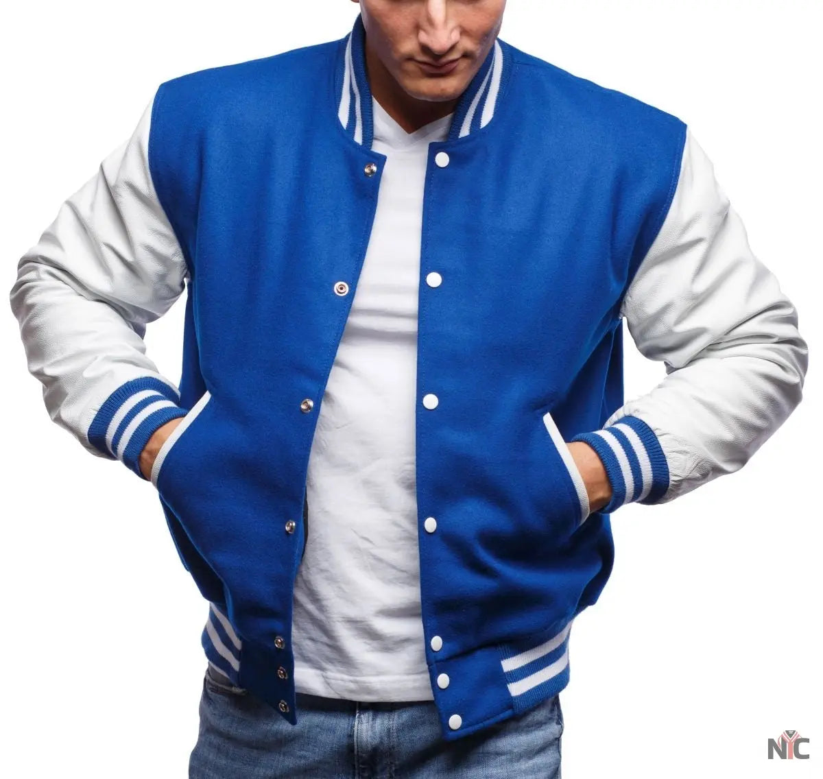 Blue And White Varsity Jacket NYC Jackets