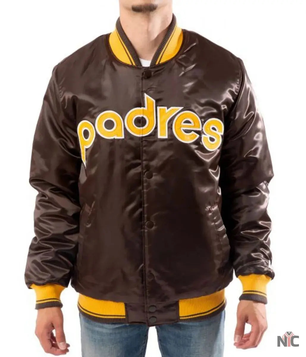 Bomber San Diego Padres Brown Satin Jacket NYC Jackets