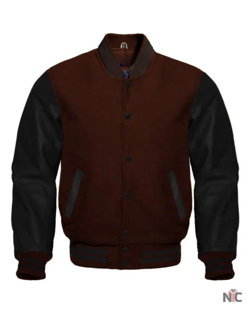 Brown And Black Varsity Jacket NYC Jackets