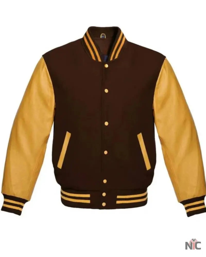 Brown And Gold Varsity Jacket NYC Jackets