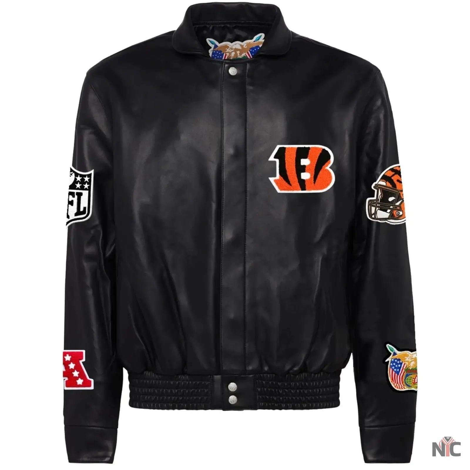 Cincinnati Bengals Jeff Hamilton Leather Varsity Jacket NYC Jackets