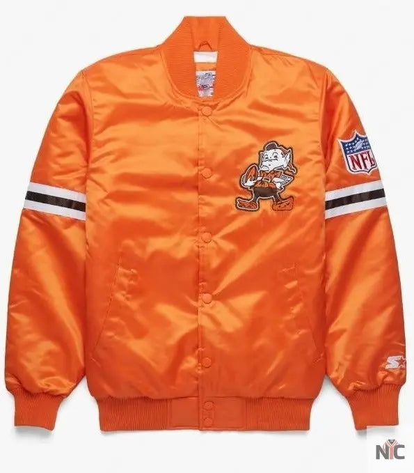 Cleveland Brown Starter Gridson Satin Jacket NYC Jackets