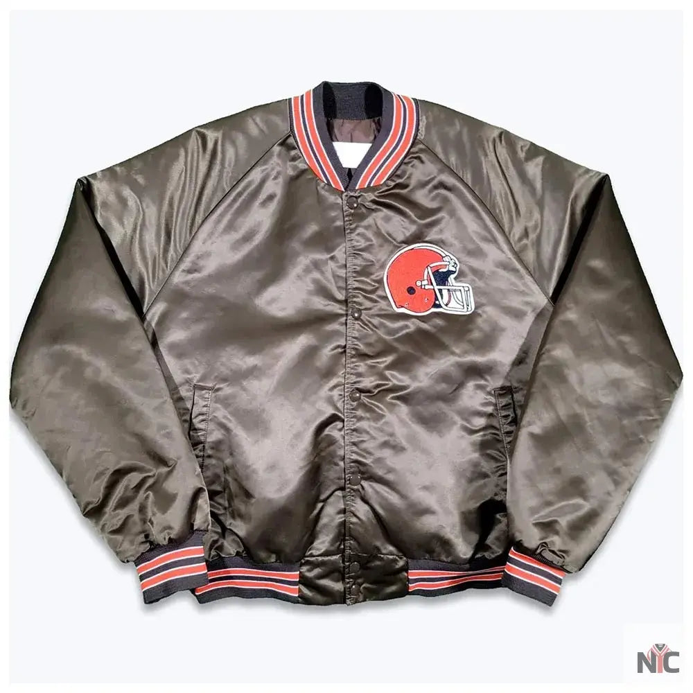 Cleveland Browns 80s Bomber Satin Jacket NYC Jackets