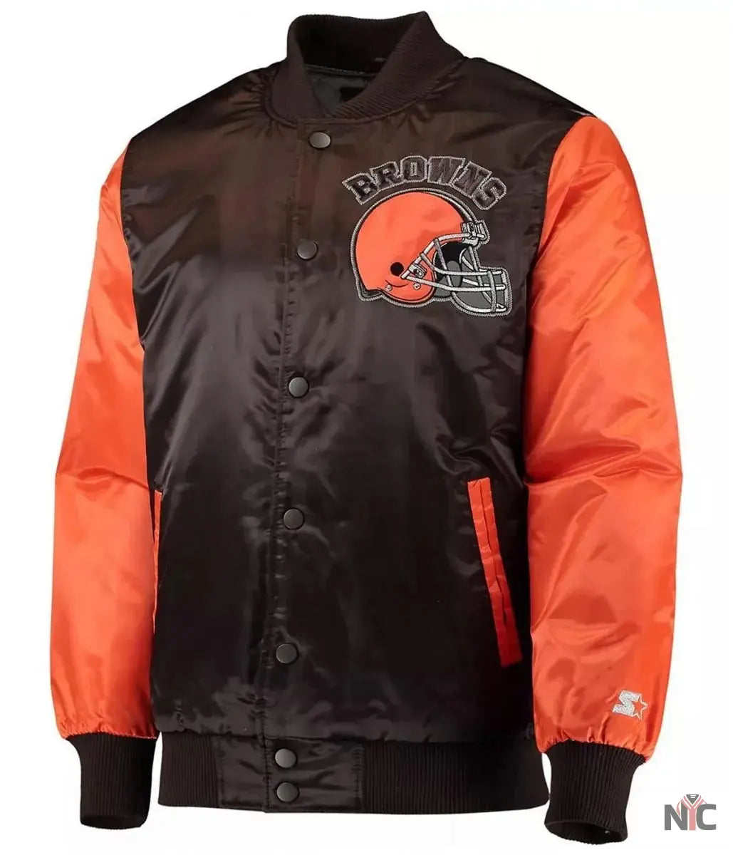 Cleveland Browns Locker Room Throwback Satin Jacket NYC Jackets