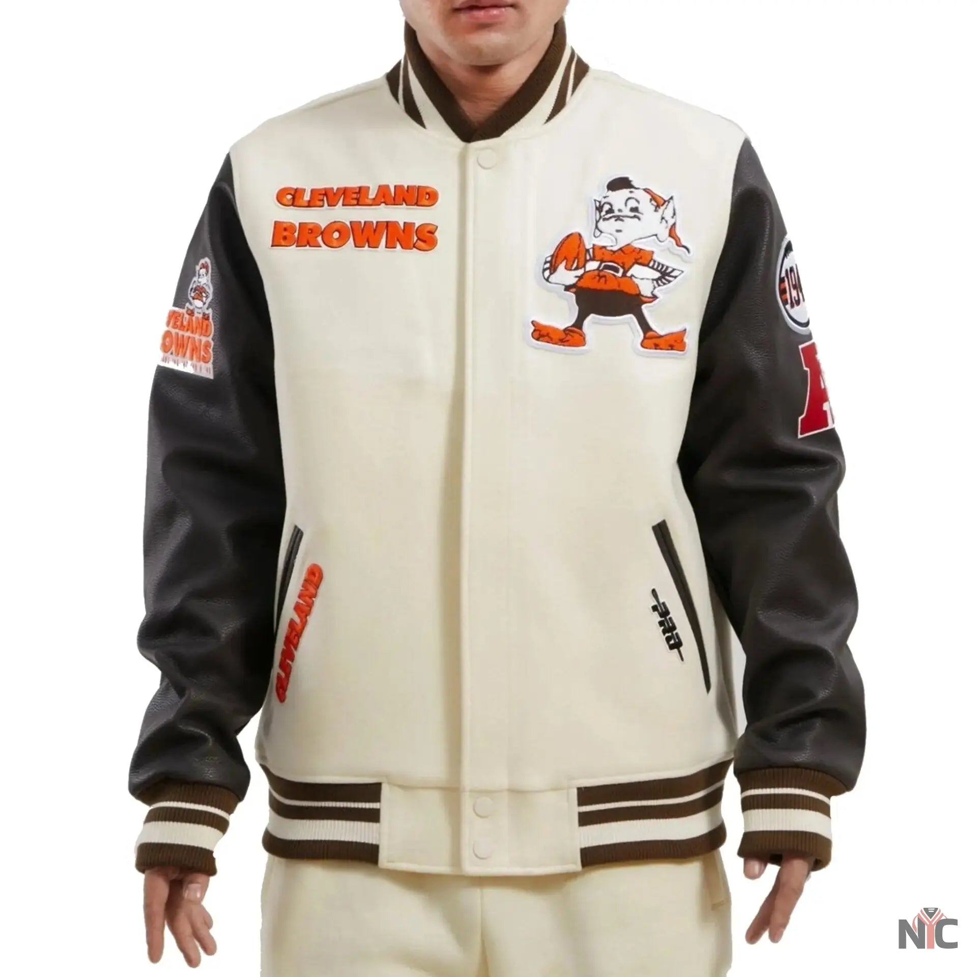 Cleveland Browns Wool and Leather Varsity Jacket NYC Jackets