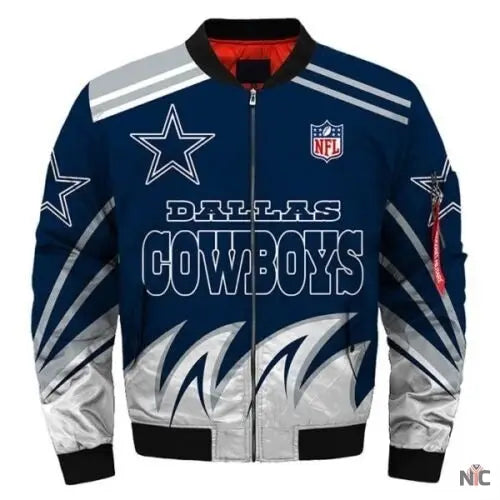 Dallas Cowboys Blue and White Bomber Jacket NYC Jackets