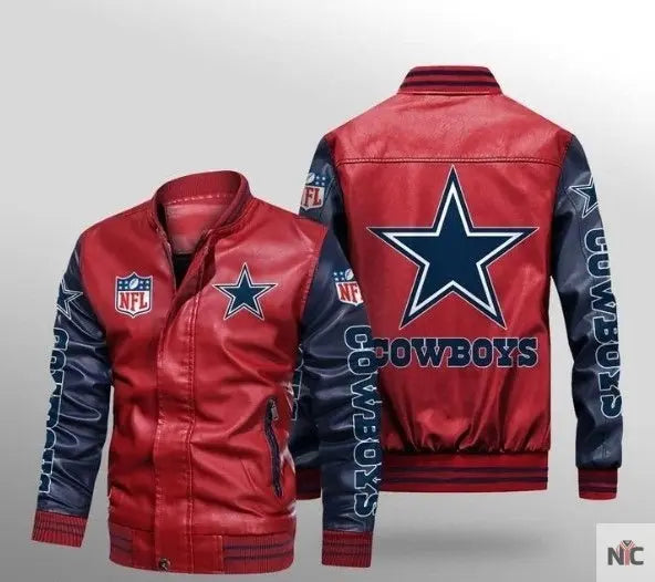 Dallas Cowboys Red Leather Jacket NYC Jackets