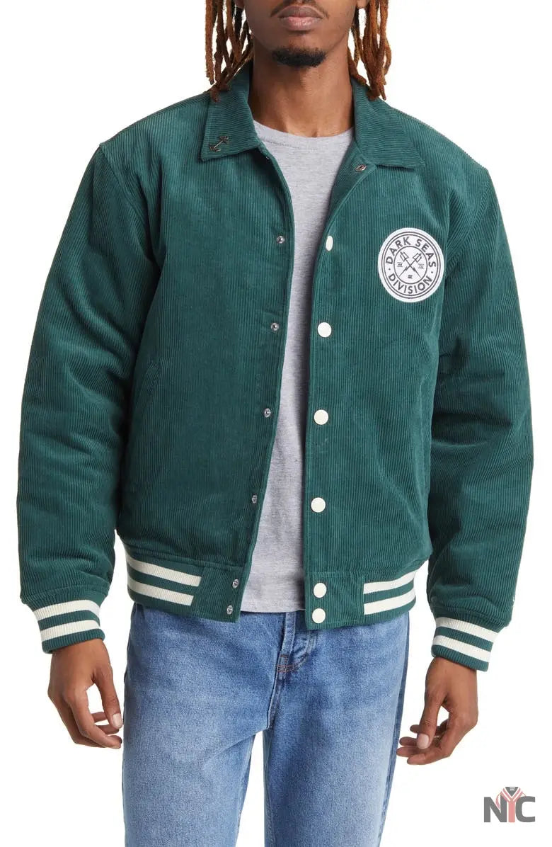 Dark Seas Cotton Corduroy Varsity Jacket NYC Jackets