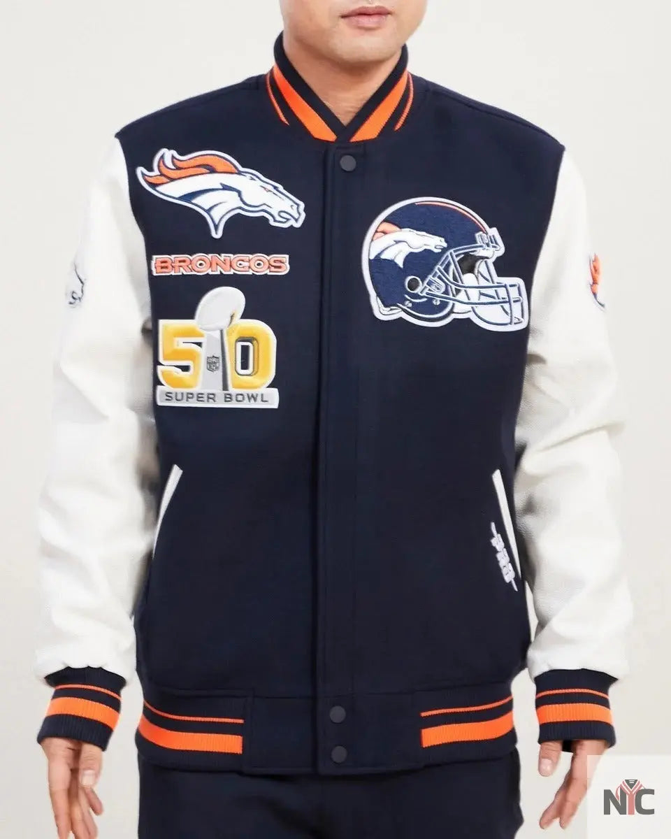 Denver Broncos Mash Up Wool Varsity Jacket NYC Jackets