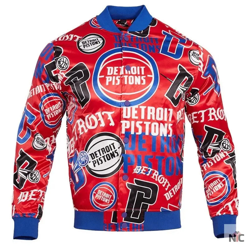 Detroit Pistons Aop Satin Varsity Jacket NYC Jackets