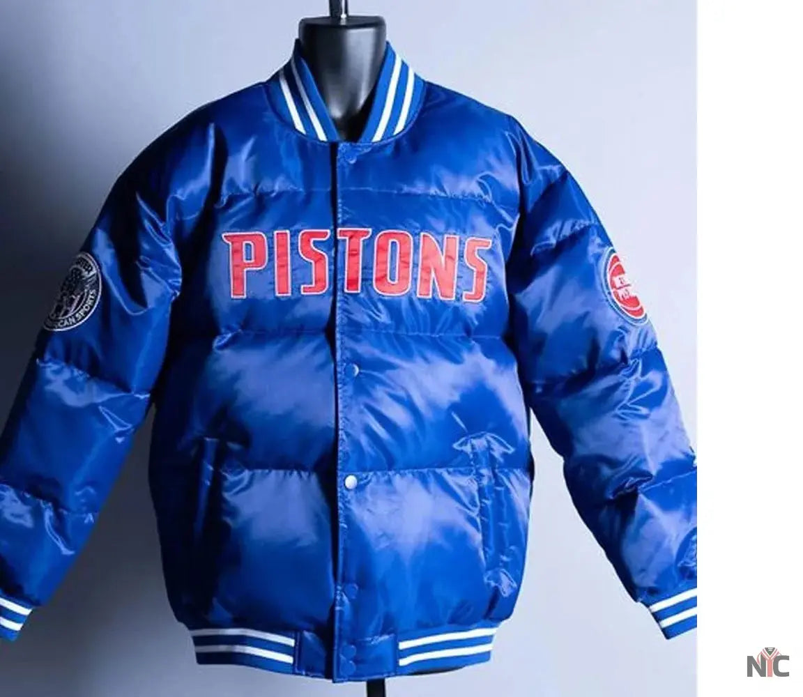 Detroit Pistons Blue Down Bubble Jacket NYC Jackets