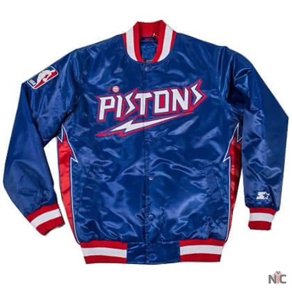 Detroit Pistons Classic Varsity Satin Jacket NYC Jackets