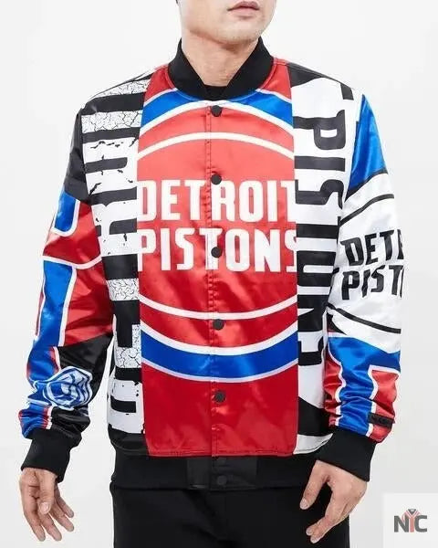 Detroit Pistons Mashup Satin Varsity Jacket NYC Jackets