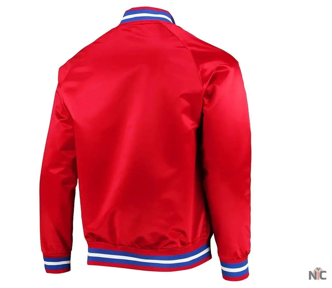 Detroit Pistons Red Lightweight Satin Jacket NYC Jackets