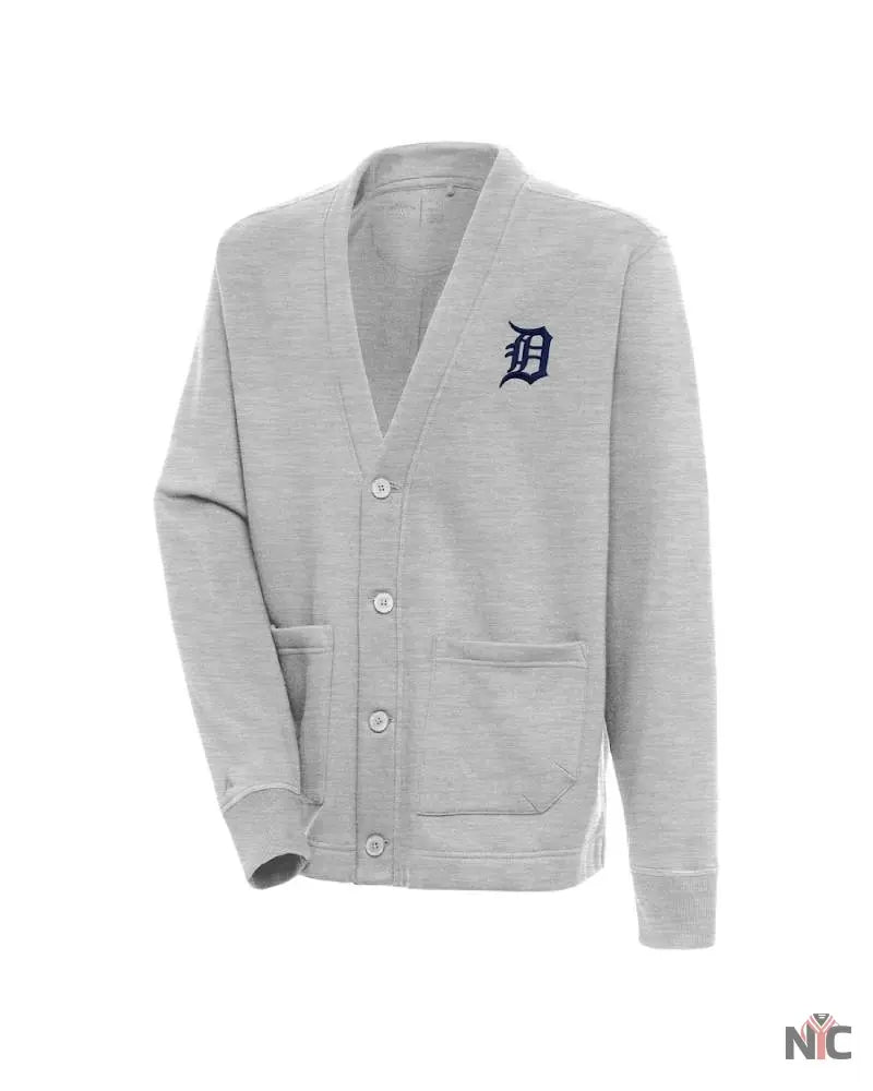 Detroit Tigers Antigua Heather Gray Cardigan NYC Jackets