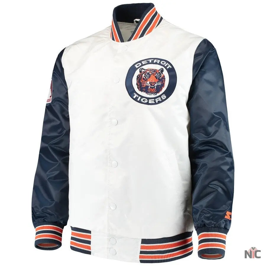 Detroit Tigers The Legend White Satin Jacket NYC Jackets