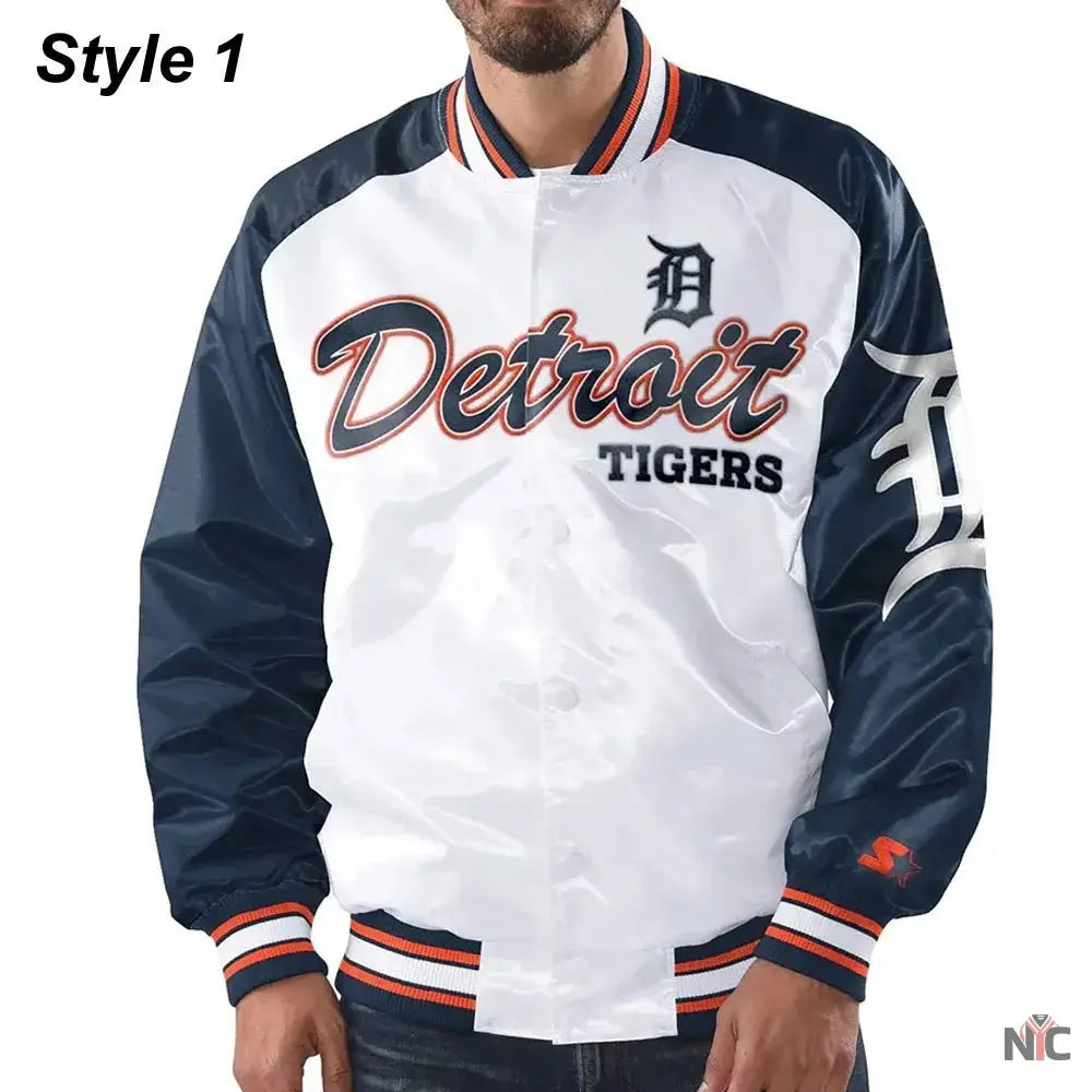 Detroit Tigers Varsity Satin Jacket NYC Jackets