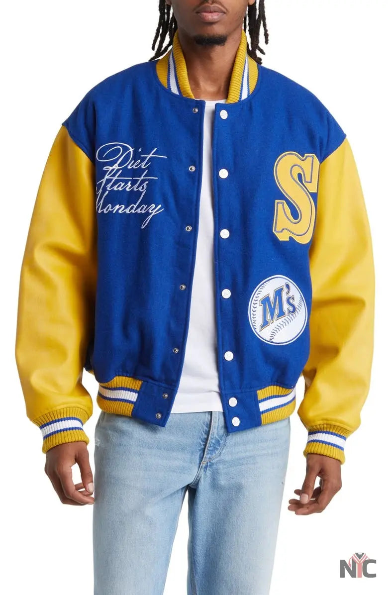 Diet Starts Monday Mariners Varsity Jacket NYC Jackets