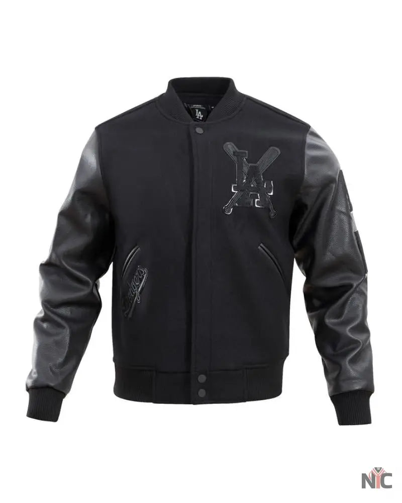Dodgers Pro Triple Black Wool Varsity Jacket NYC Jackets