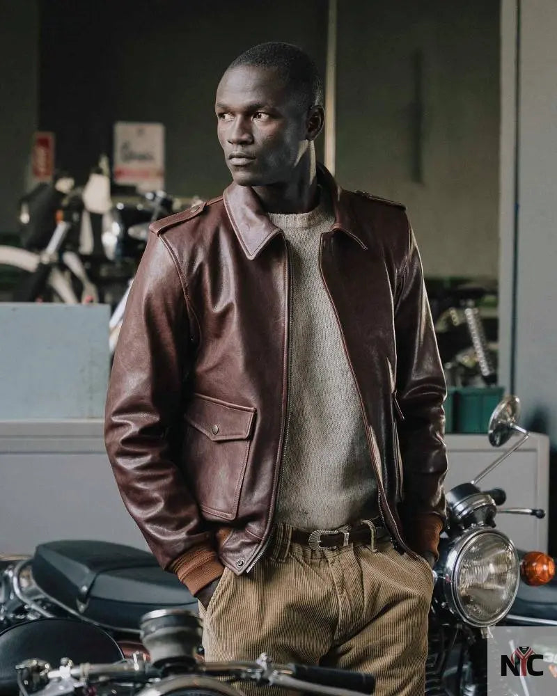 “Don Gentile” A-2 Seal Brown Flight Jacket NYC Jackets