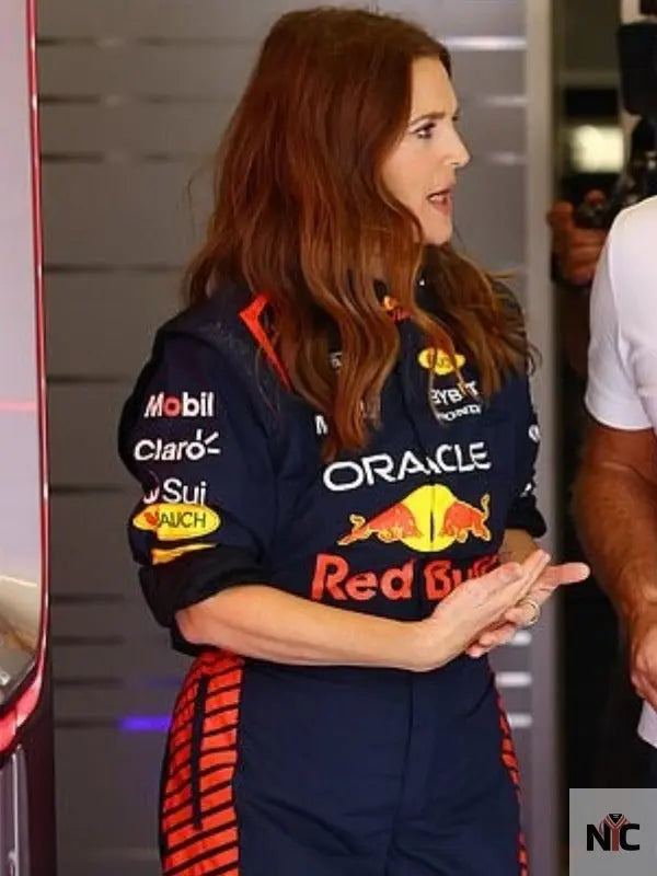 F1 Grand Prix Drew Barrymore Red Bull Jumpsuit NYC Jackets