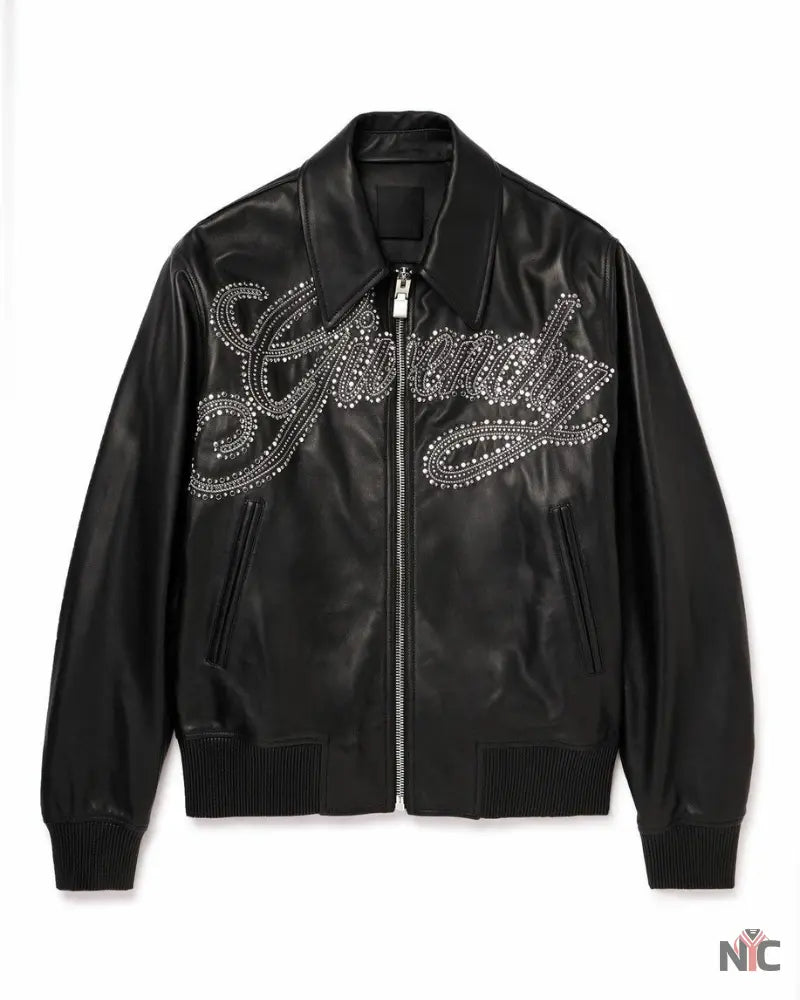 Givenchy Logo-embellished Studded Leather Jacket For Men NYC Jackets